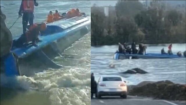 河北平山县一大巴车坠入河中:系一公司通勤车,已被打捞上岸