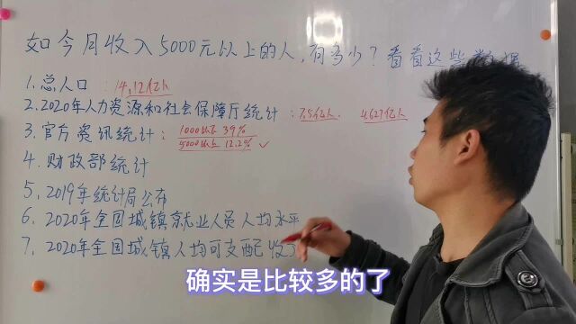 现在月收入5000元以上的人有多少?对于这7项数据你怎么看?