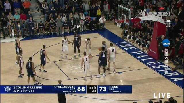 【NCAA解说版录像】维拉诺瓦大学 vs 王泉泽的宾大