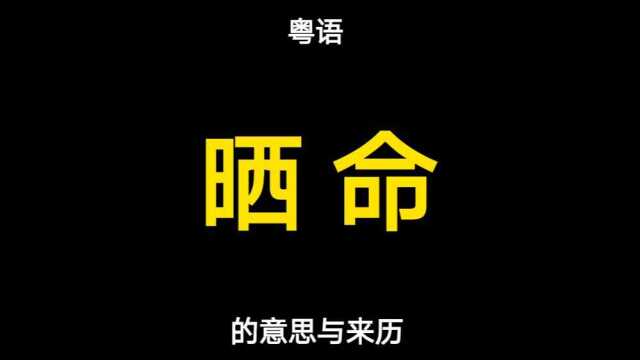 粤语俚语“晒命”的意思与来历,你知道吗?