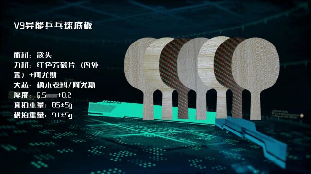V9内置版/外置版/内外置一体板异能版/五木二碳乒乓球底板结构介绍