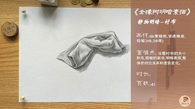 9.金橡树绘画静物明暗素描《衬布》