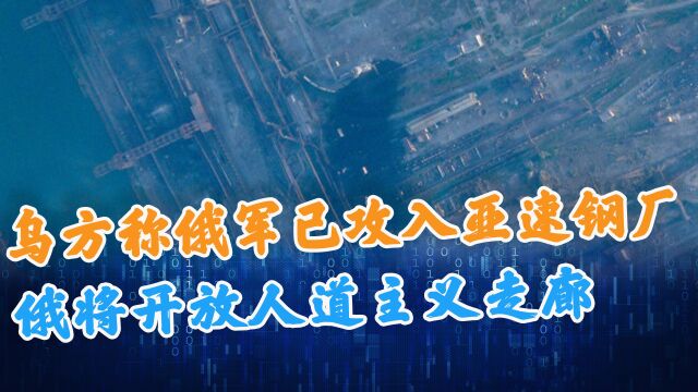 乌方称俄军已攻入亚速钢厂,俄方承诺停火,并将开放人道主义走廊 