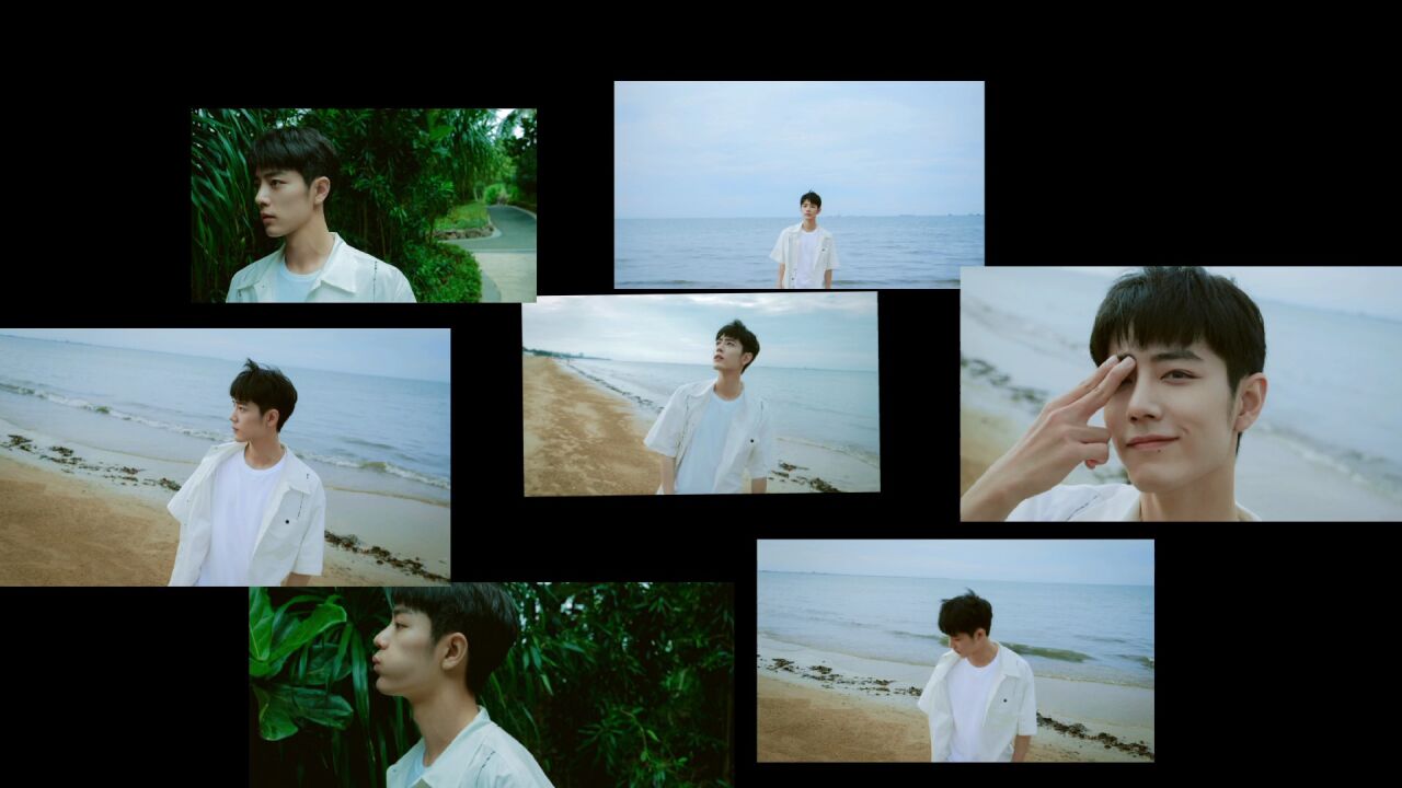 肖战海边,治愈系的笑容