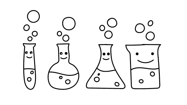 简笔画:容器和小泡泡
