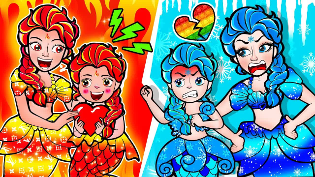 剪纸动画:冰女孩vs火女孩,为争夺冠军举行亲子比赛,你支持谁?