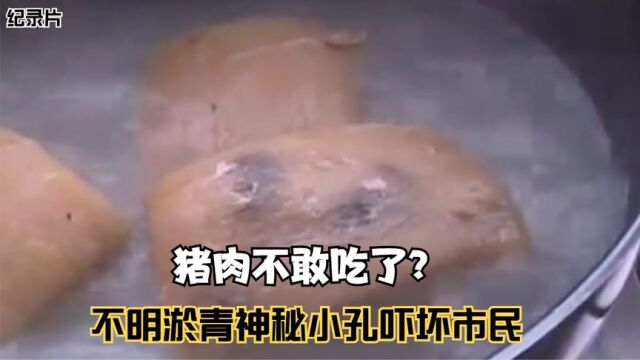 猪肉不能吃了?刚买的猪肉,不明淤青神秘小孔吓坏市民