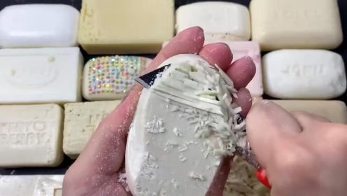 趣味肥皂解压系列：切白色硬肥皂，切纳德肥皂，放松的声音让愉悦！
