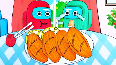 手绘定格动画:小红和小绿吃软糯香甜的可乐鸡翅