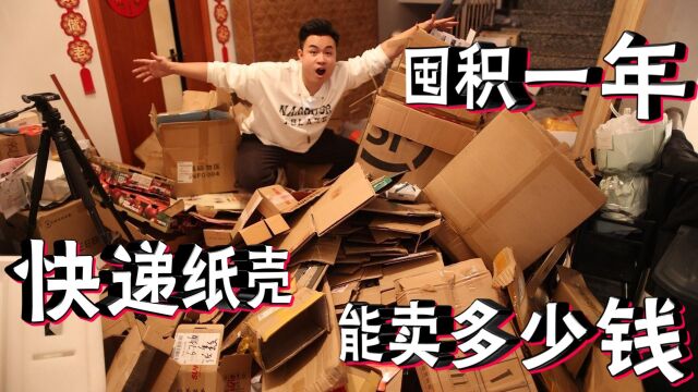 小伙囤积了一年的快递纸壳,全部打包卖给废品站,能卖多少钱?