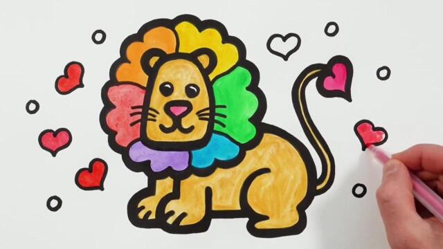 如何教宝宝绘制狮子儿童简笔画教程3零基础学画画入门教学并涂鸦