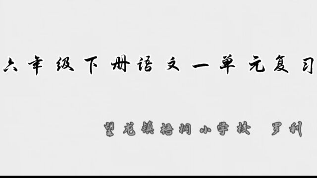 六年级下册语文一单元复习课