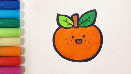 儿歌多多儿童简笔画,橘子,和宝宝一起画简单又可爱的水果