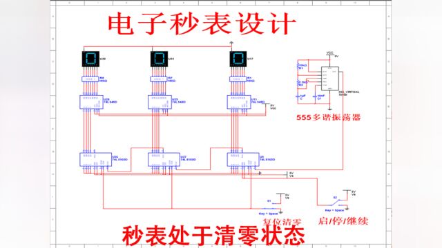 电子秒表电路计时器multisim仿真(含仿真和报告)