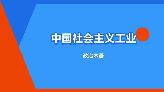 “中国社会主义工业化”是什么意思?