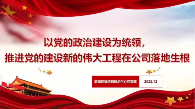 以党的政治建设为统领,推进党的建设新的伟大工程在公司落地生根——信息技术中心党支部