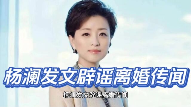 杨澜发文辟谣离婚传闻