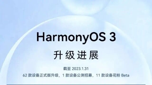 华为公布2023年第一和第二季度度Harmony OS3操作系统升级计划