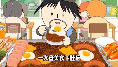 美食动画：大胃王实锤，这两货感觉能吃空整间食堂！