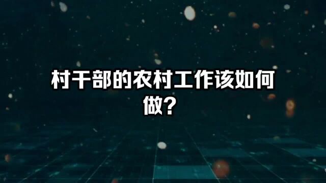 村干部应该做到以下几点