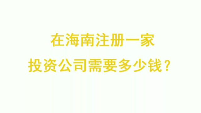 在海南注册一家投资公司需要多少钱?