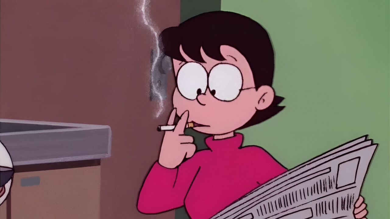 哆啦a梦:大雄老妈抽烟看报纸,老爸娘娘腔,静香有了男子气概