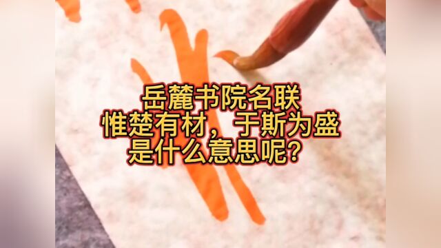 岳麓书院名联,惟楚有才,于斯为盛,是什么意思?罗雄金手书楹联