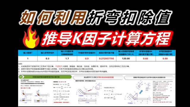 利用已知折弯扣除推导K因子计算方程