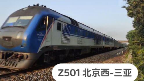 广茂铁路，实拍Z501次列车通过，这是开往三亚的直达特快列车