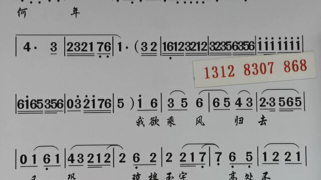 潮剧曲谱伴奏 千里共婵娟(林丽丽)《水调歌头》唱段OK附简谱动态练习纯伴奏乐