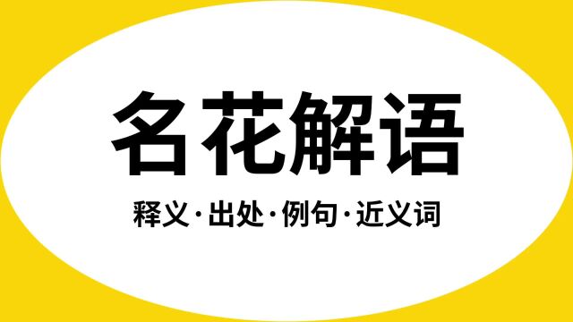 “名花解语”是什么意思?