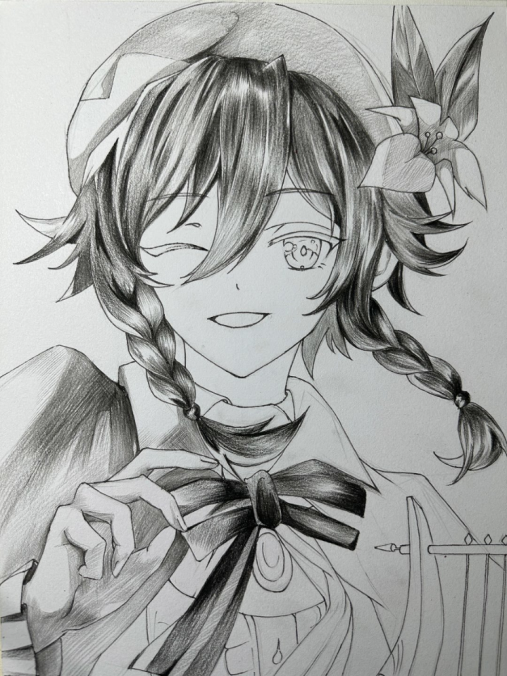 原神角色温迪绘画过程图