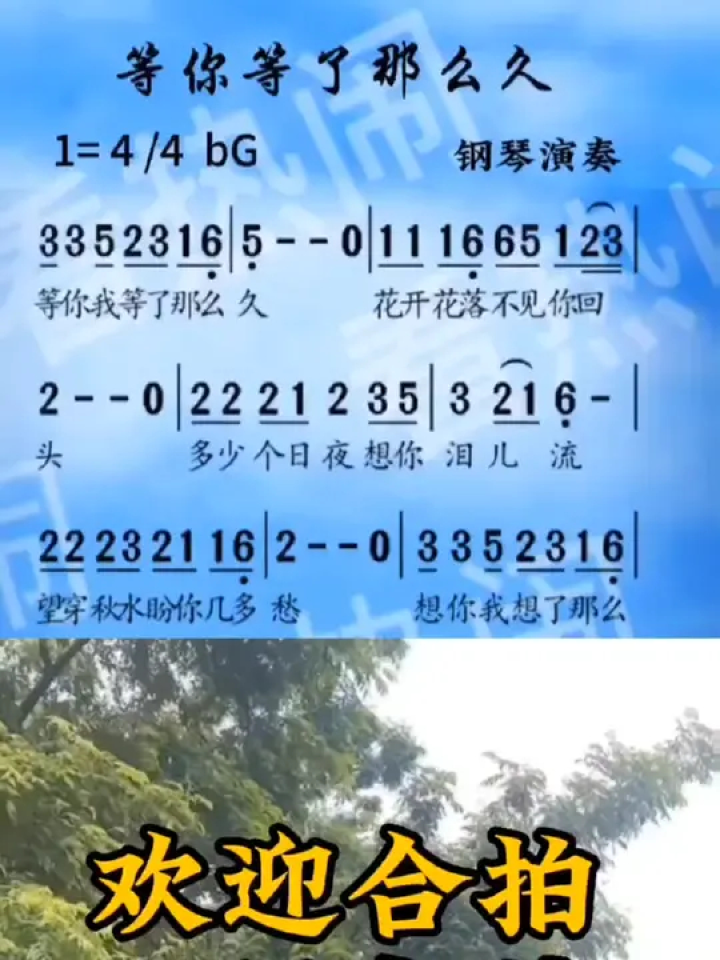 你等了那么久#动态曲谱 #音乐分享 #乐器演奏 #经典老歌#合拍合唱伴奏