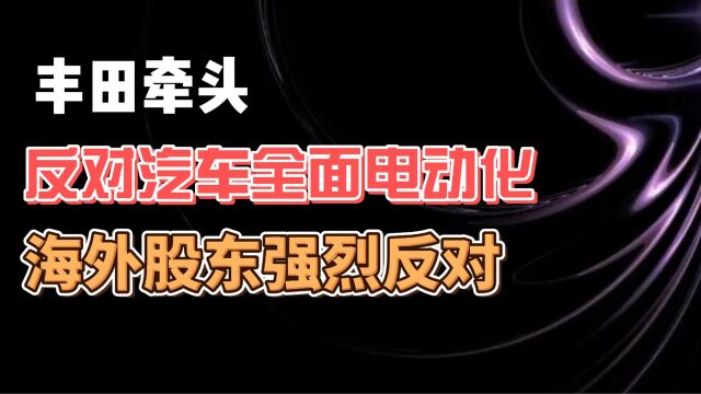 丰田牵头 反对汽车全面电动化 海外股东强烈反对