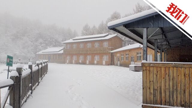 一夜入冬!河北驼梁景区降下临近立冬第一场雪 白雪覆盖山顶宛如仙境