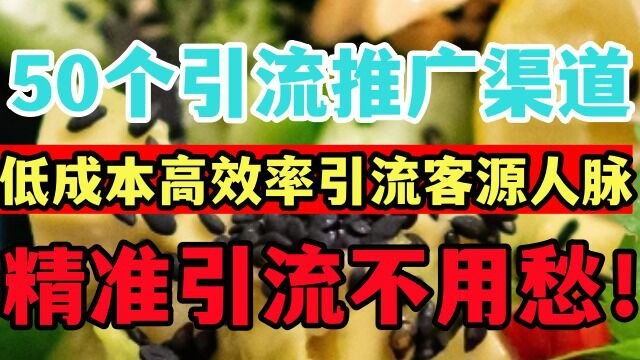 50个引流推广渠道,低成本高效率引流客源人脉,精准引流不用愁!