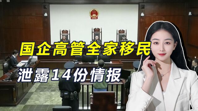 国企高管全家移民,向境外传14份情报,国安部:损失难以估量