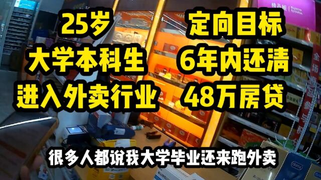 25岁外卖哥大学毕业,广东买房首付30万,贷款48万,想6年内还清