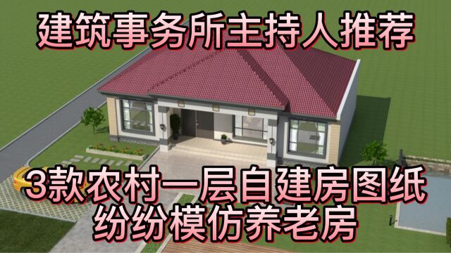 建筑事务所主持人推荐:3款农村一层自建房图纸,纷纷模仿养老房