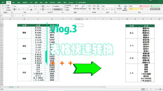 EXCEL技巧:表格快速转换