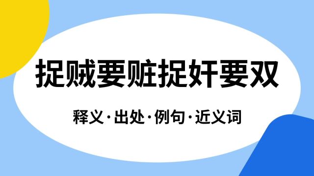 “捉贼要赃捉奸要双”是什么意思?