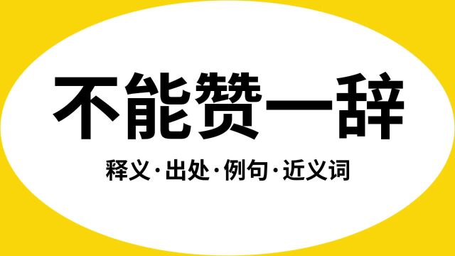 “不能赞一辞”是什么意思?