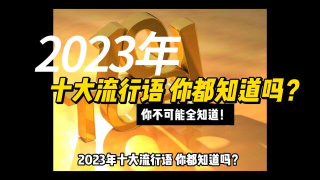 2023年十大流行语 你都知道吗?