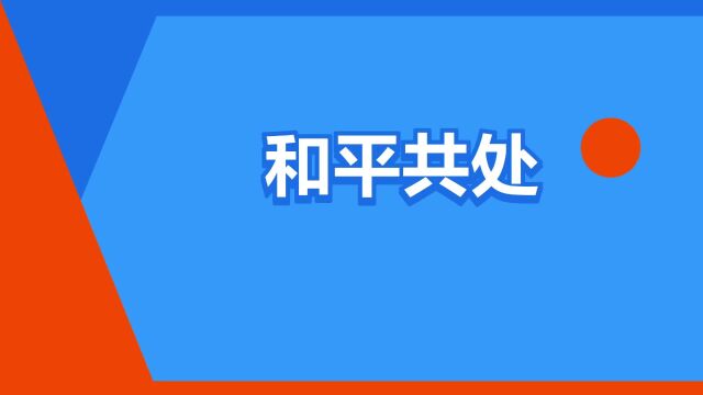 “和平共处”是什么意思?