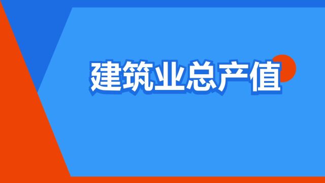 “建筑业总产值”是什么意思?