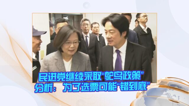 民进党继续采取“鸵鸟政策” 分析:为了选票可能“错到底”