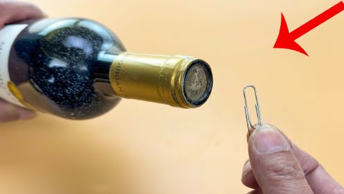 开红酒原来这么简单，一个回形针就能打开，不用开瓶器，太厉害了