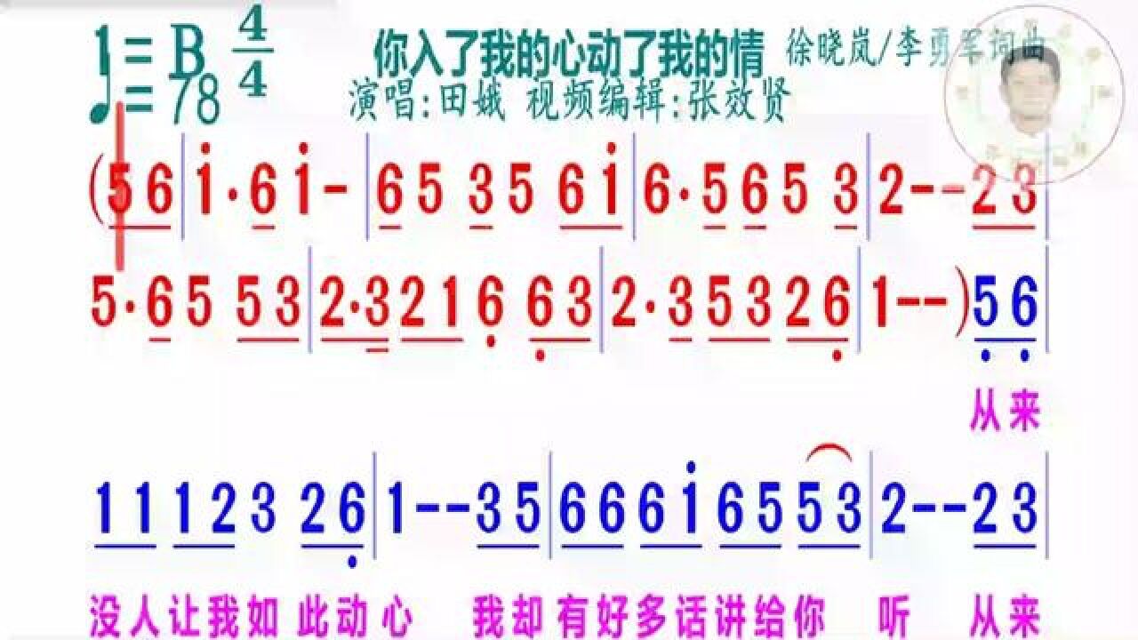 《你入了我的心动了我的情》简谱