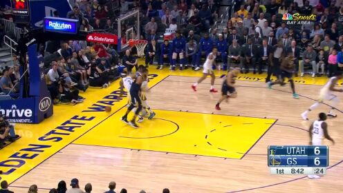 《NBA全场集锦》【扣篮】博格达诺维奇长传制导 戈贝尔空接扣篮双臂挂筐
