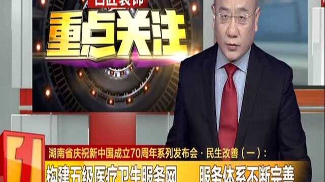 湖南省庆祝新中国成立70周年系列发布会ⷦ𐑧”Ÿ改善(一):构建五级医疗卫生服务网 服务体系不断完善